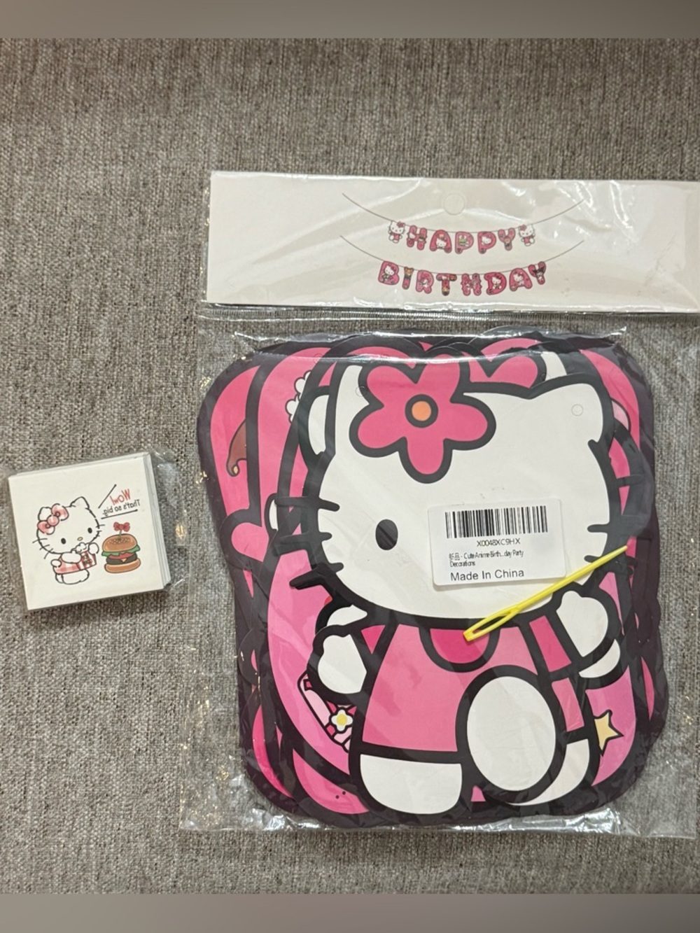 Hello Kitty Birthday banner and temporary tattoos Set NEW